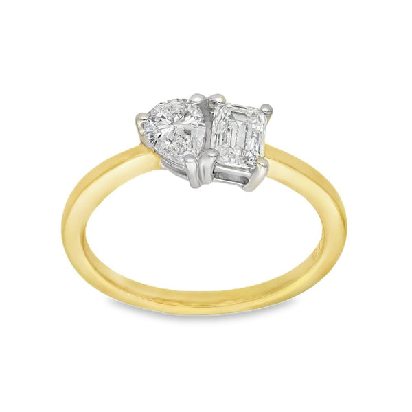 0.97ct Yellow Gold Toi et Moi Diamond Engagement Ring - F/VS
