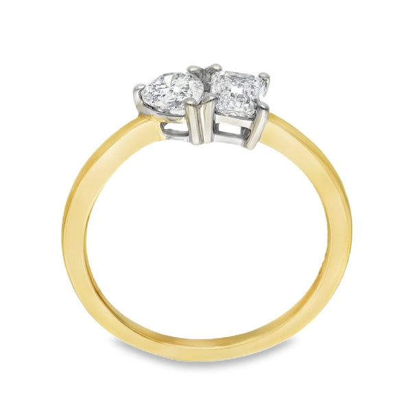 0.97ct Yellow Gold Toi et Moi Diamond Engagement Ring - F/VS