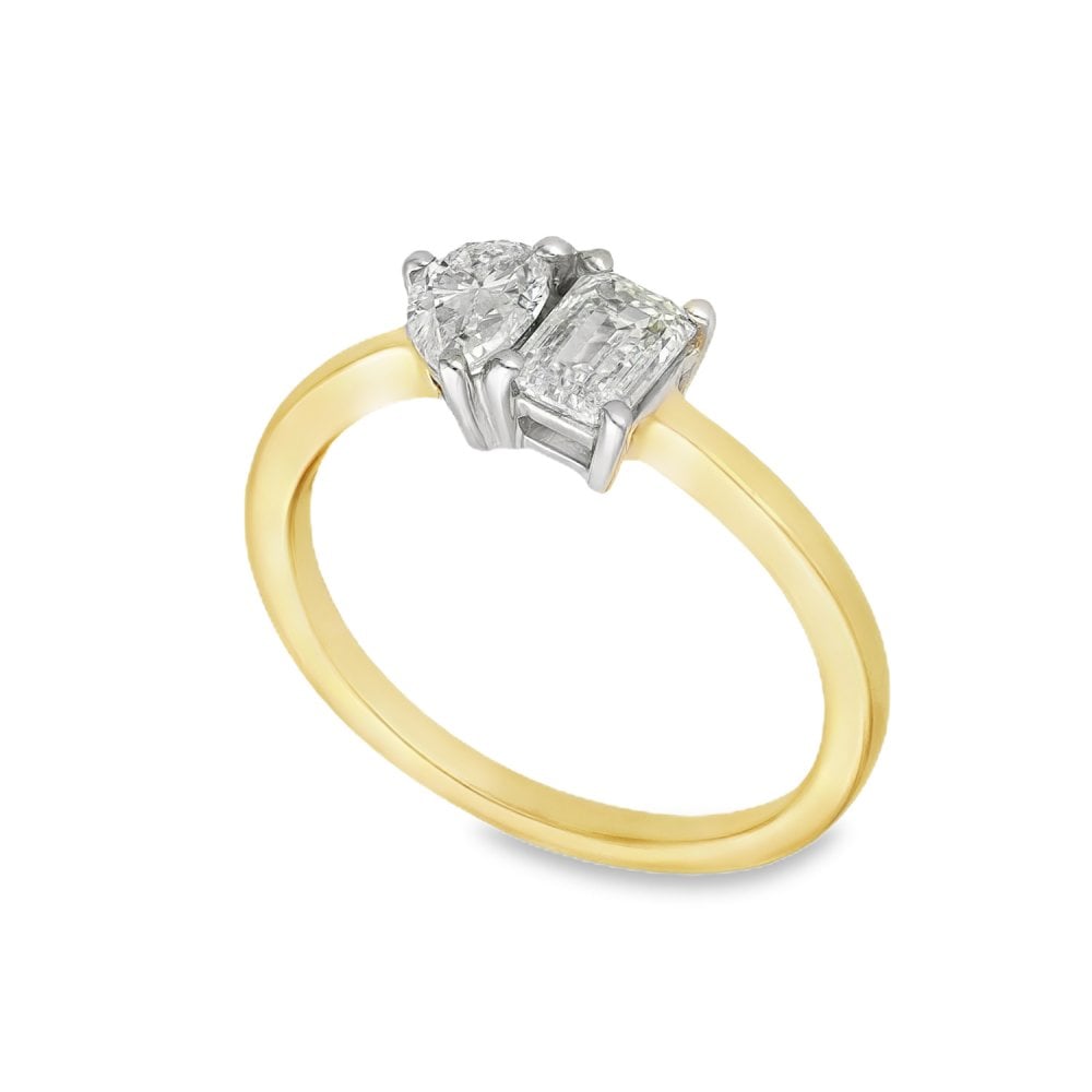 0.97ct Yellow Gold Toi et Moi Diamond Engagement Ring - F/VS