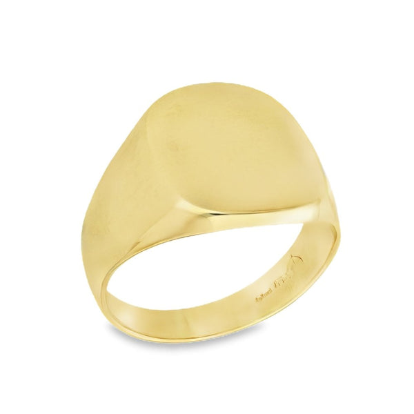 9ct Yellow Gold Cushion Signet Ring - Size W - 11.0g