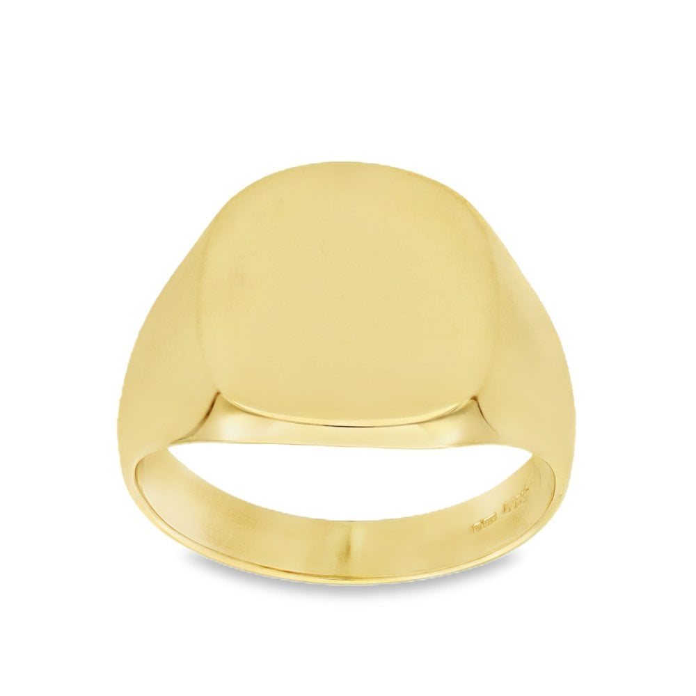 9ct Yellow Gold Cushion Signet Ring - Size W - 11.0g