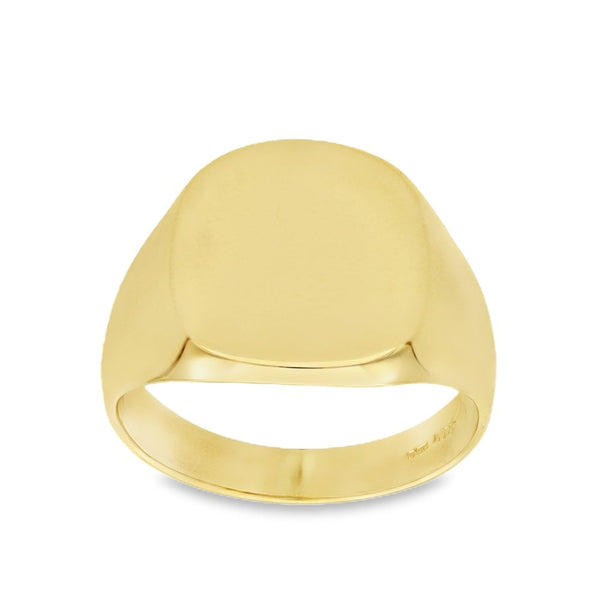 9ct Yellow Gold Cushion Signet Ring - Size W - 11.0g