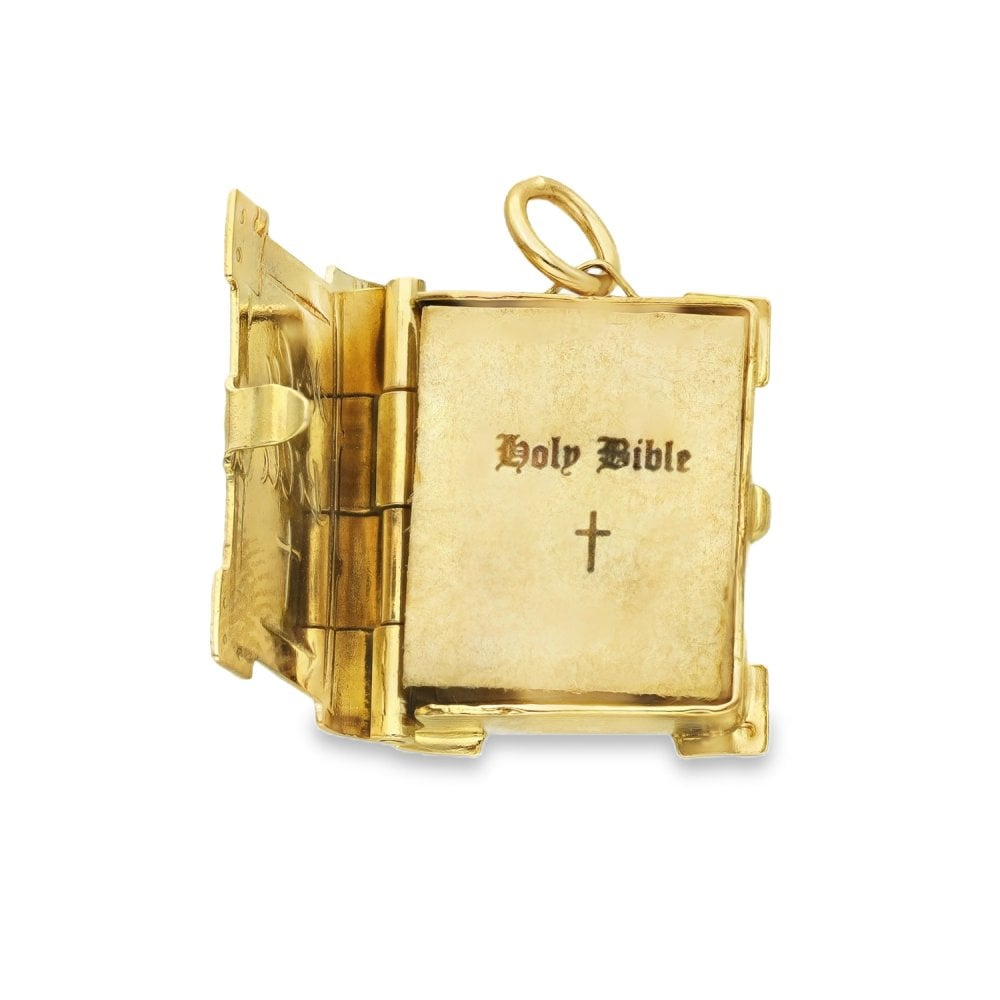 9ct Yellow Gold Large Bible Charm - 16x20x5mm - 3.9g