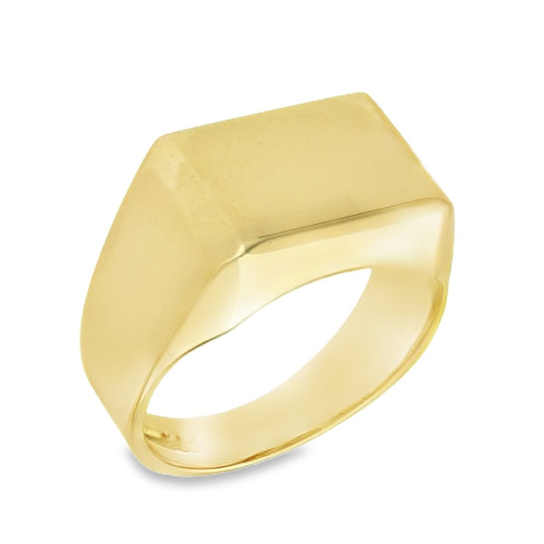 9ct Yellow Gold Plain Rectangular Signet Ring - Size Q½ -15x12mm