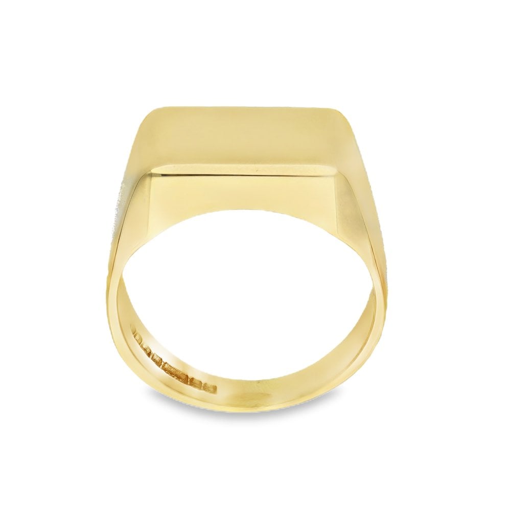 9ct Yellow Gold Plain Rectangular Signet Ring - Size Q½ -15x12mm