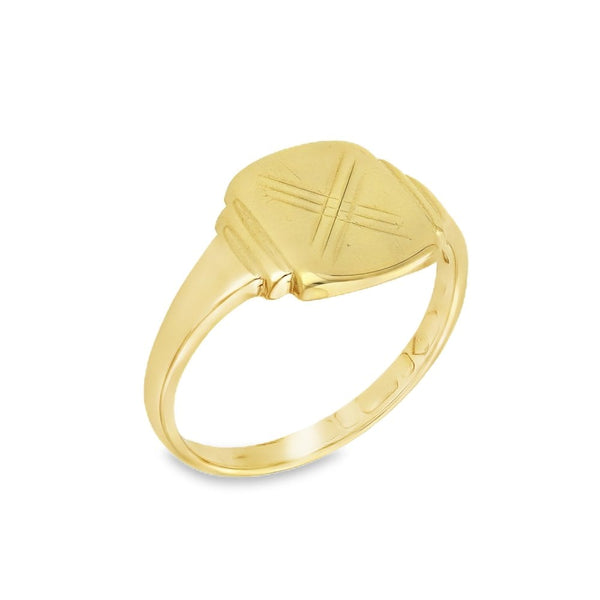 9ct Yellow Gold Cushion Signet Ring - Size M - 10mm