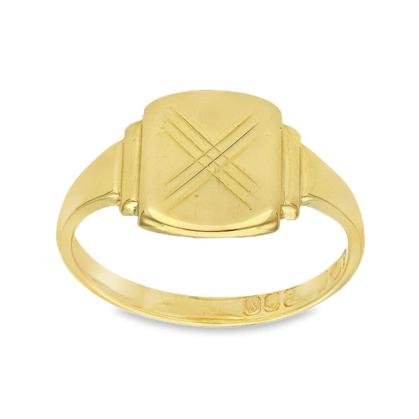 9ct Yellow Gold Cushion Signet Ring - Size M - 10mm
