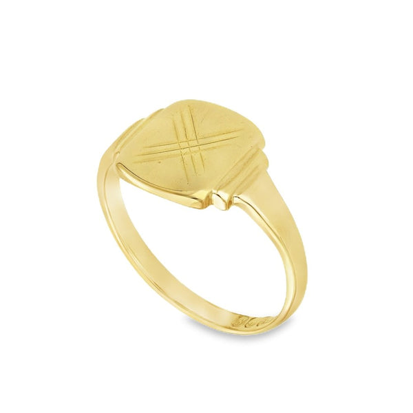 9ct Yellow Gold Cushion Signet Ring - Size M - 10mm