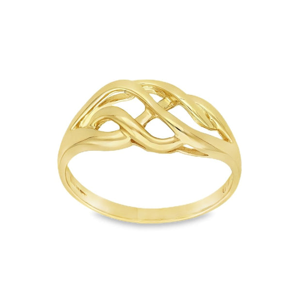 9ct Yellow Gold Puzzle-Style Ring - Size P½ - 9mm