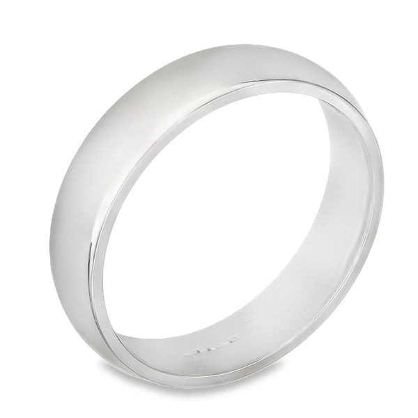 5mm Platinum Medium Weight D-Shape Wedding Band - Size T