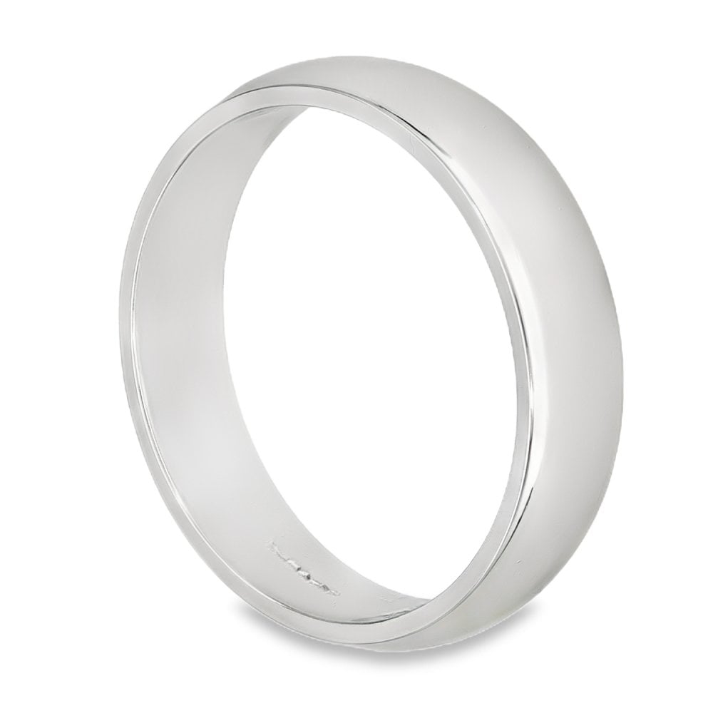 5mm Platinum Medium Weight D-Shape Wedding Band - Size T