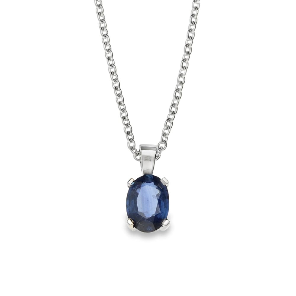 Ladies Platinum Sapphire Pendant & Chain - 18" - 5.4g
