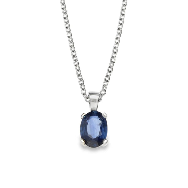 Ladies Platinum Sapphire Pendant & Chain - 18" - 5.4g