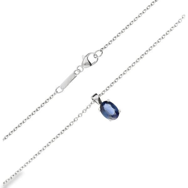 Ladies Platinum Sapphire Pendant & Chain - 18" - 5.4g