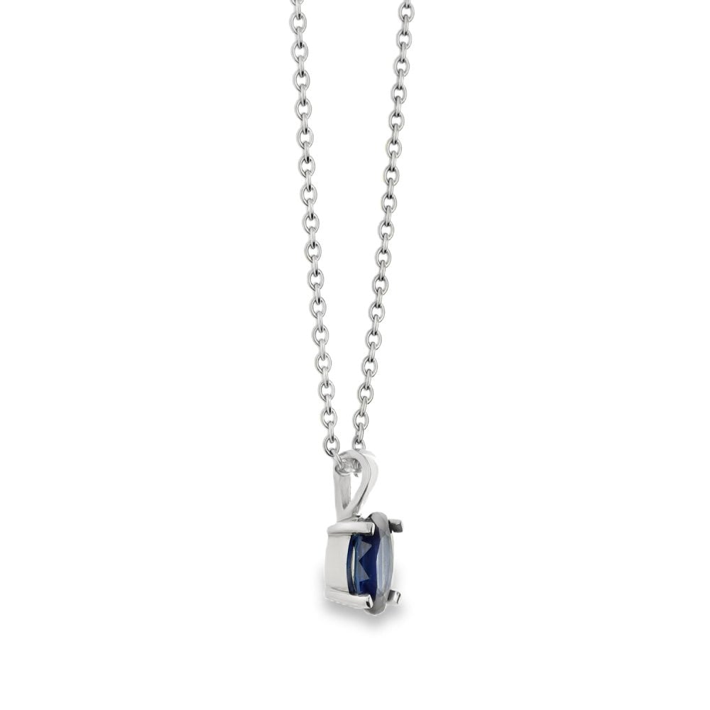 Ladies Platinum Sapphire Pendant & Chain - 18" - 5.4g