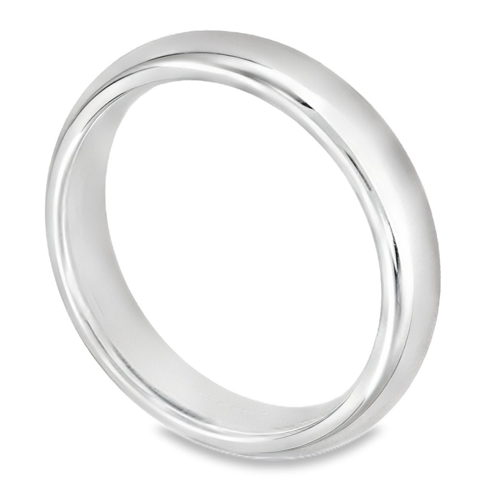 4mm Platinum Heavy Weight Court Wedding Band - Size N