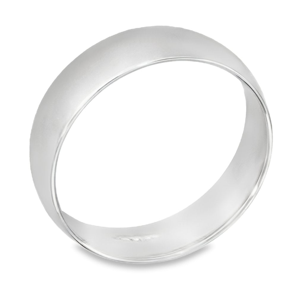 6mm Platinum Light Weight Court Wedding Band - Size T