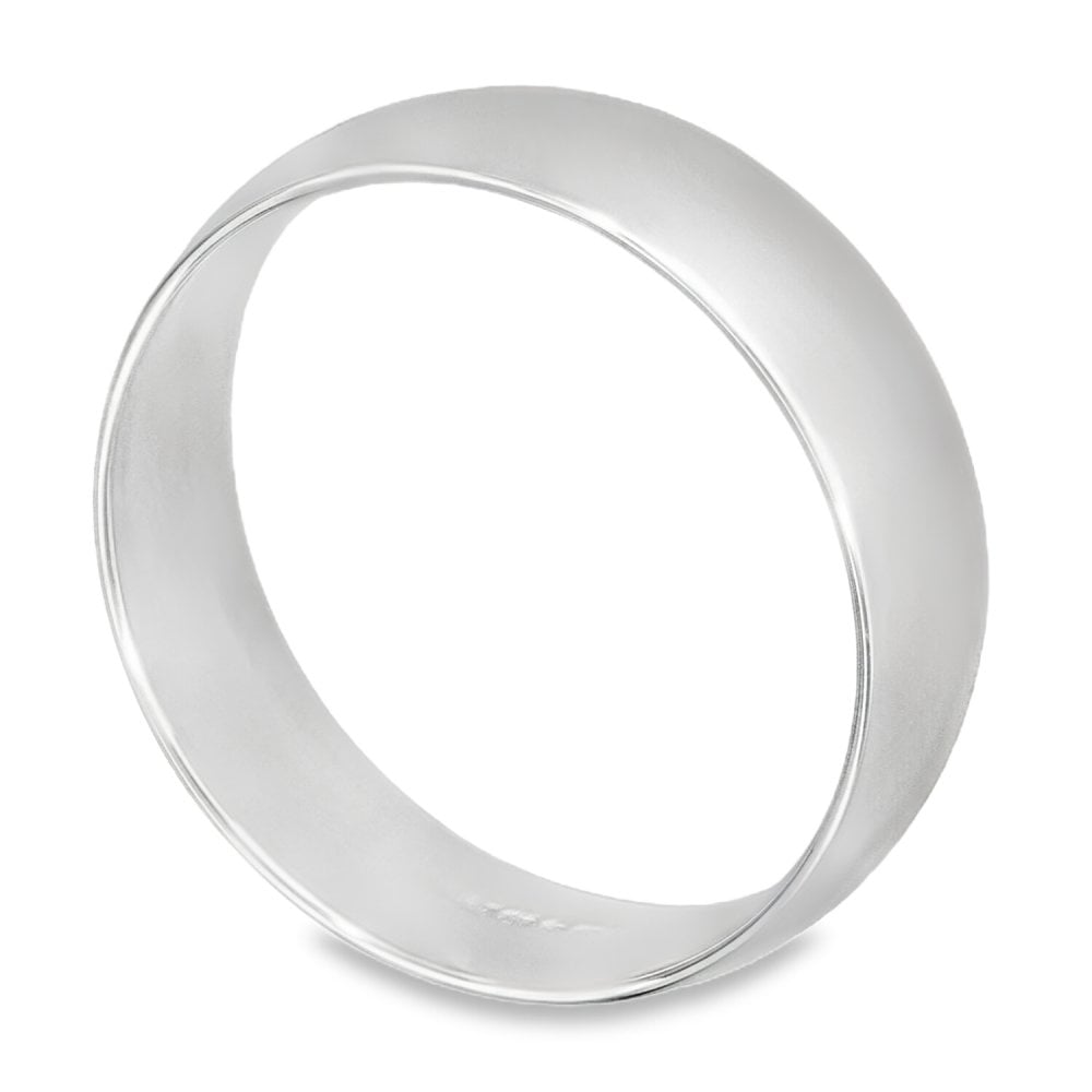 6mm Platinum Light Weight Court Wedding Band - Size T