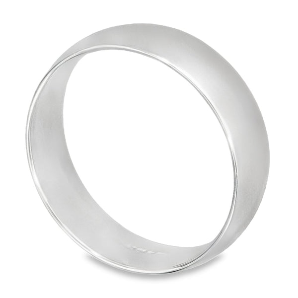 6mm Platinum Light Weight Court Wedding Band - Size T
