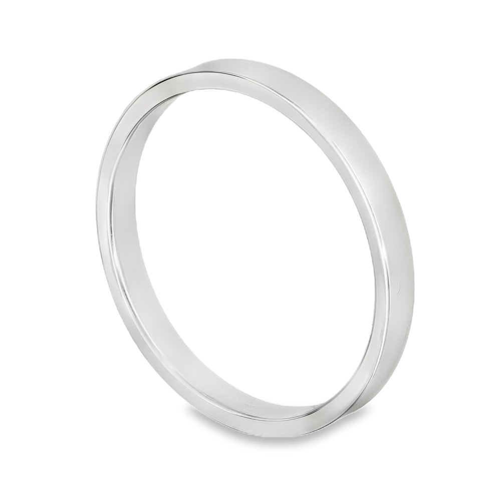 2mm Platinum Medium Weight Flat Wedding Band - Size N