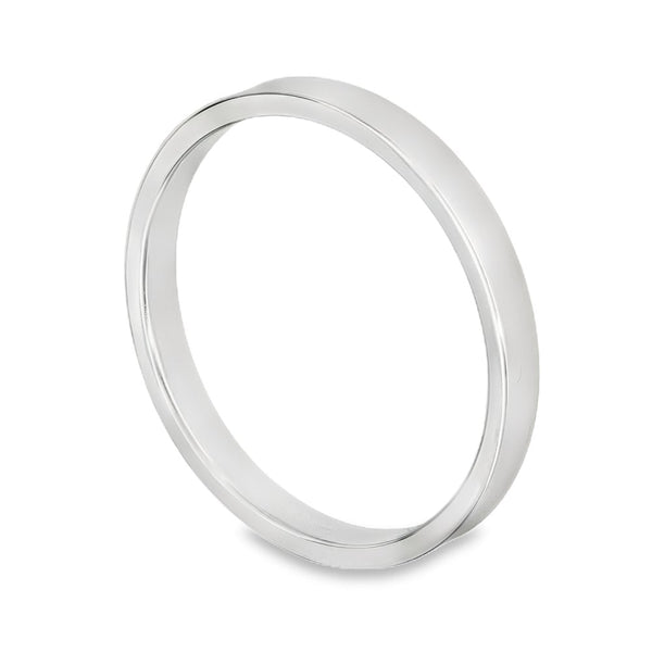 2mm Platinum Medium Weight Flat Wedding Band - Size N