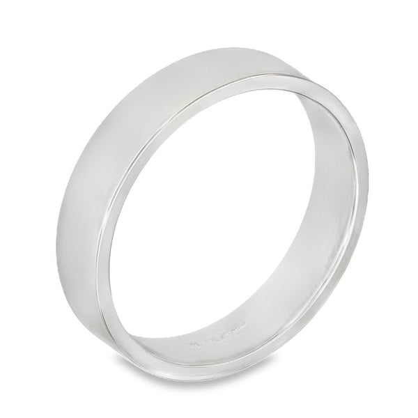 4mm Platinum Medium Weight Flat Wedding Band - Size N