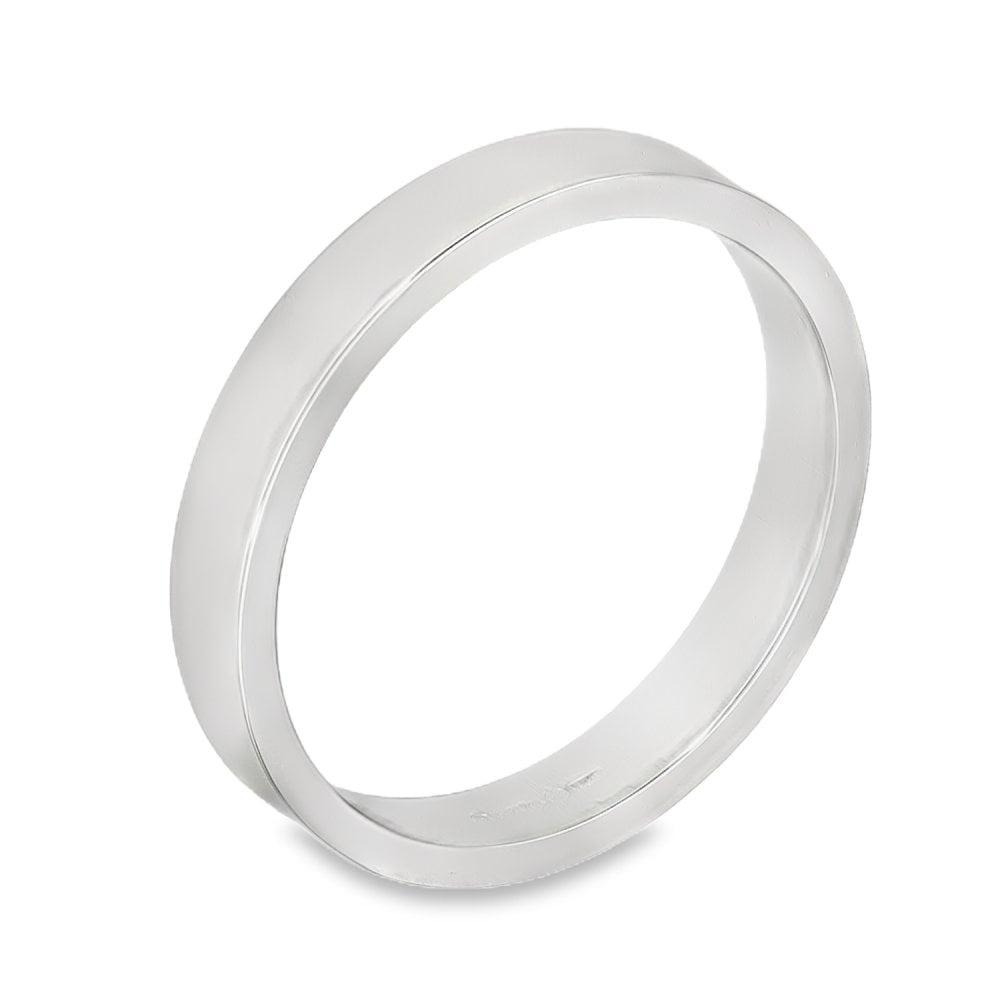 3mm Platinum Medium Weight Flat Wedding Band - Size N