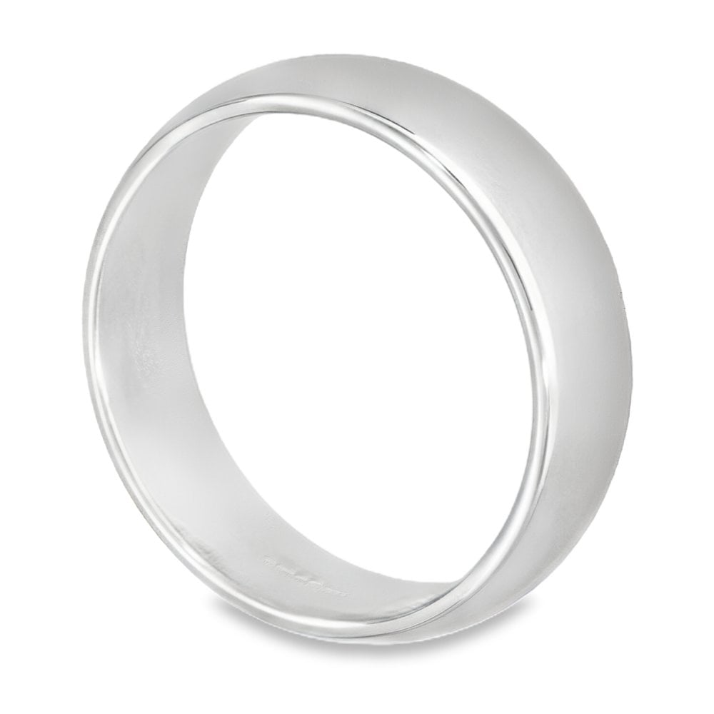6mm Platinum Medium Weight D-Shape Wedding Band - Size T