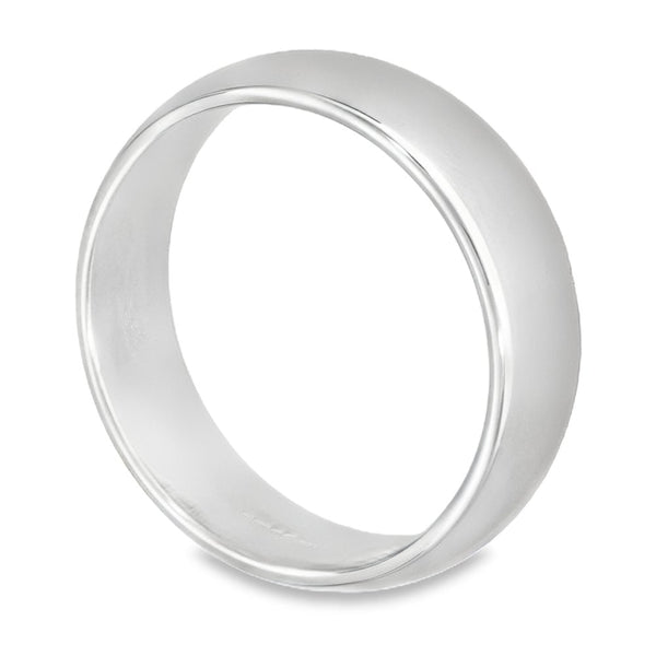 6mm Platinum Medium Weight D-Shape Wedding Band - Size T