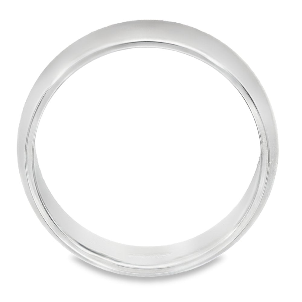 6mm Platinum Medium Weight D-Shape Wedding Band - Size T