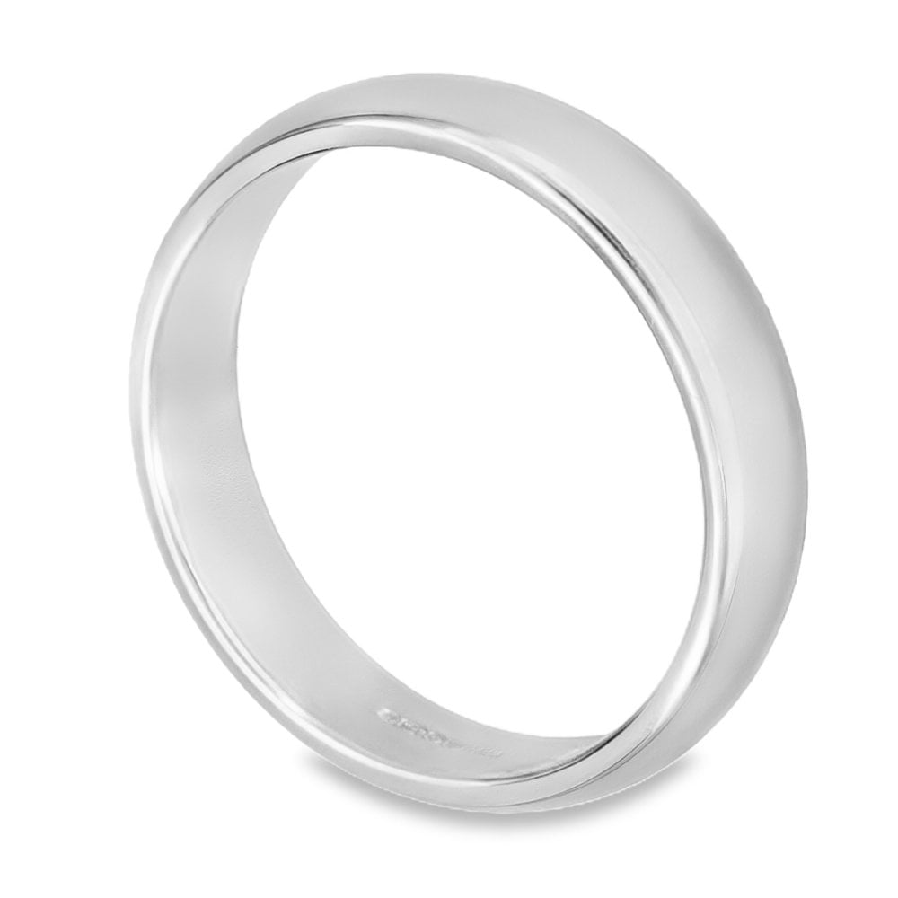 4mm Platinum Medium Weight D-Shape Wedding Band - Size T