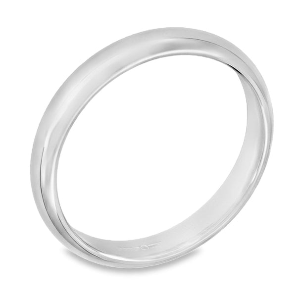 3mm Platinum Medium Weight D-Shape Wedding Band - Size N