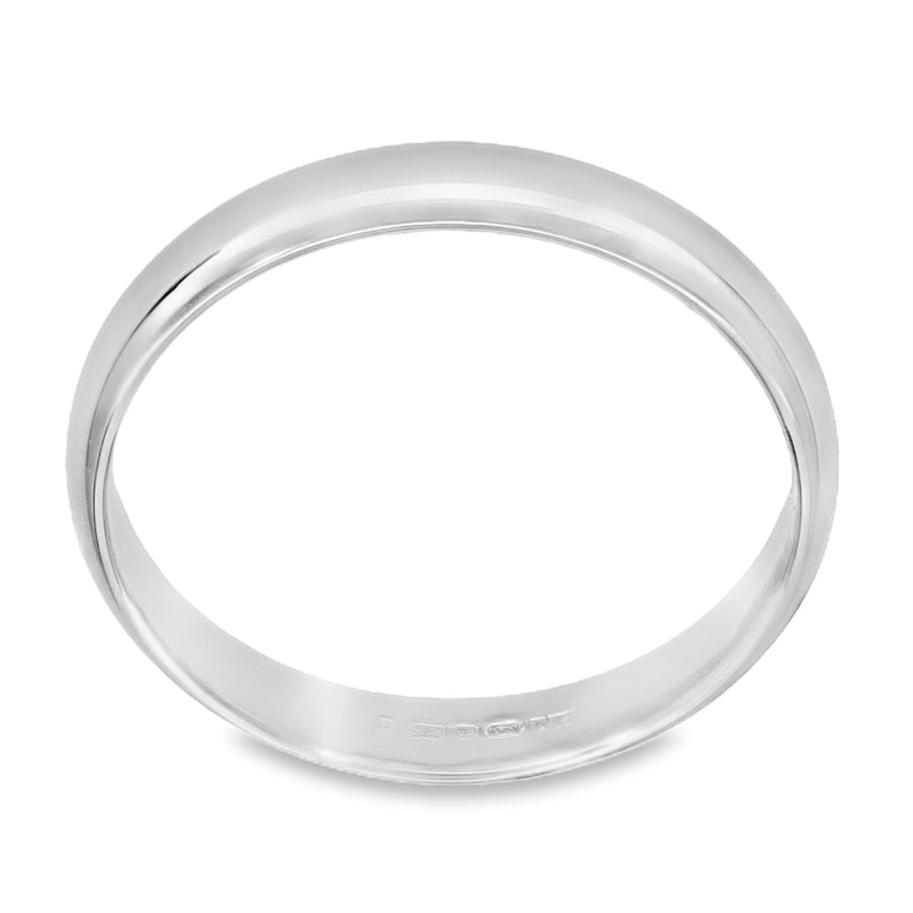 3mm Platinum Light Weight D-Shape Wedding Band - Size N