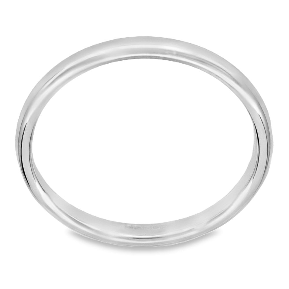 2mm Platinum Heavy Weight D-Shape Wedding Band - Size N