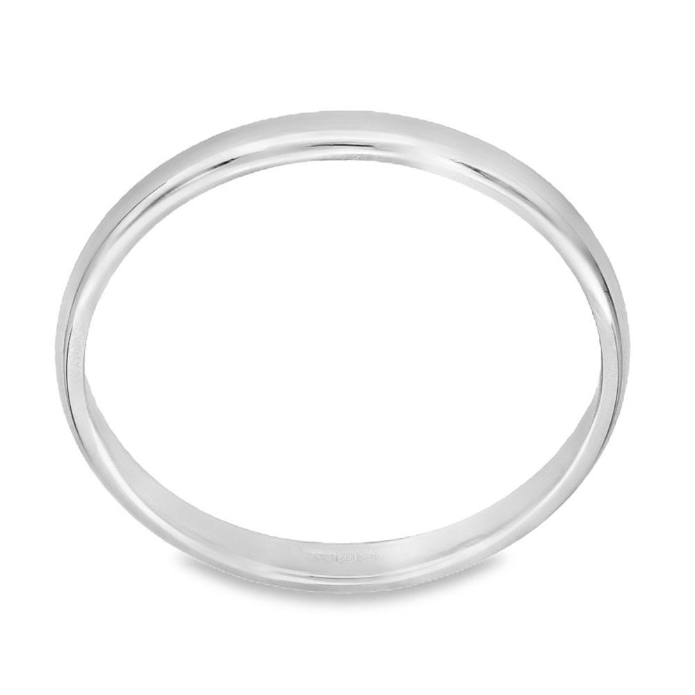 2mm Platinum Medium Weight D-Shape Wedding Band - Size N