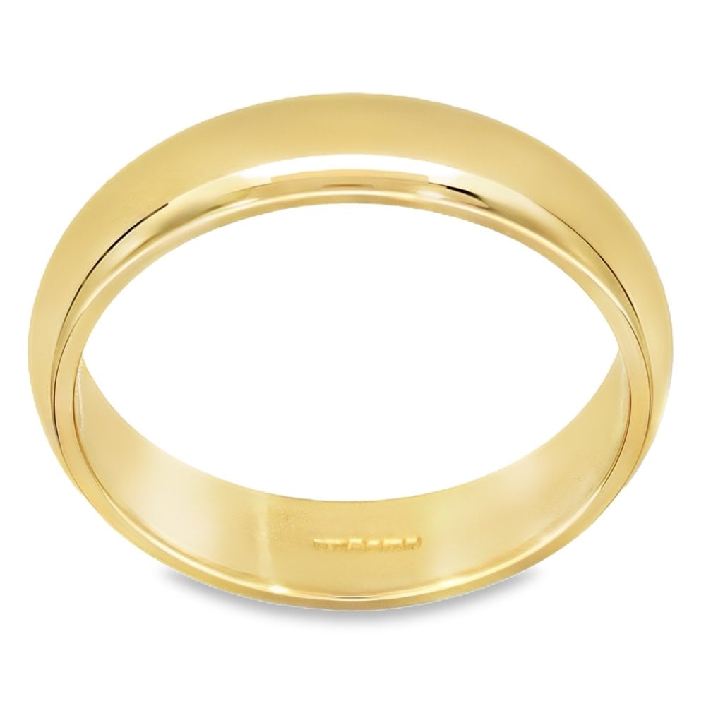 9ct Yellow Gold D-Shape Wedding Ring - Size V - 5mm