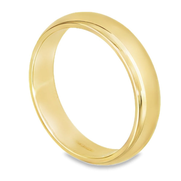 9ct Yellow Gold D-Shape Wedding Ring - Size V - 5mm