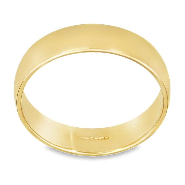9ct Yellow Gold D-Shape Wedding Ring - Size T - 5mm