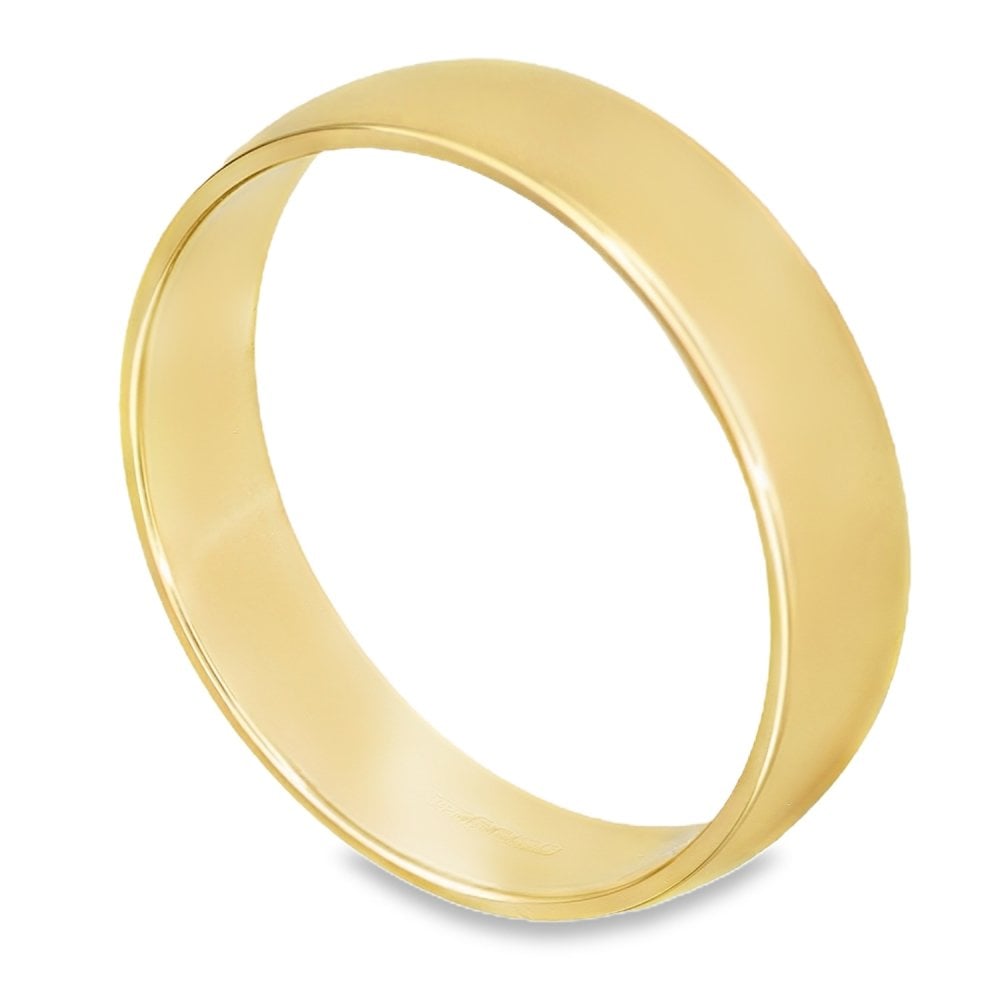 9ct Yellow Gold D-Shape Wedding Ring - Size T - 5mm