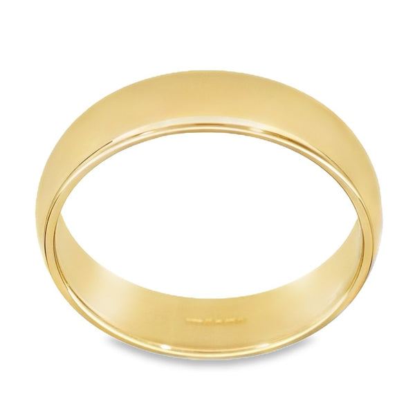 9ct Yellow Gold D-Shape Wedding Ring - Size S - 5mm