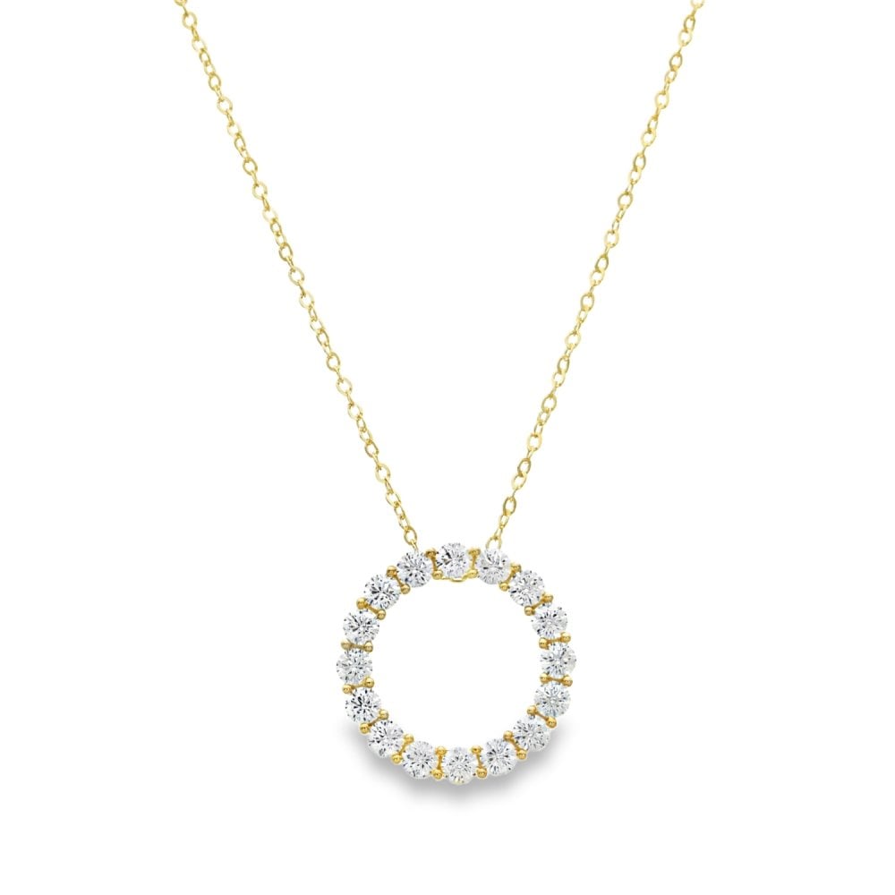 Ladies 9ct Yellow Gold Cubic Zirconia Slider Pendant & Chain