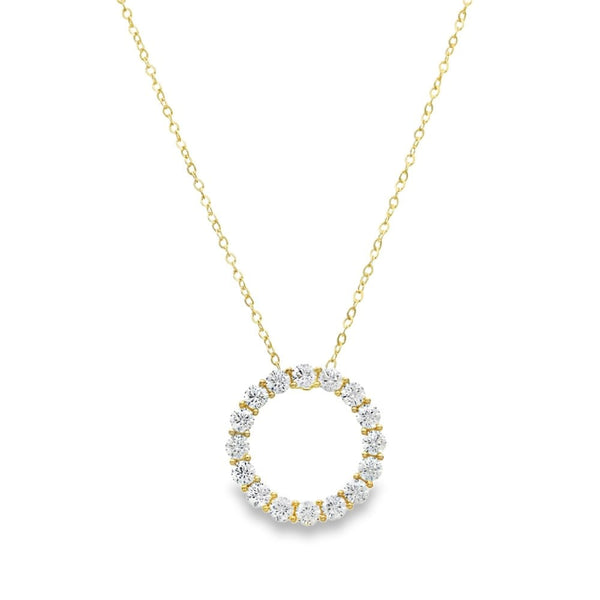 Ladies 9ct Yellow Gold Cubic Zirconia Slider Pendant & Chain