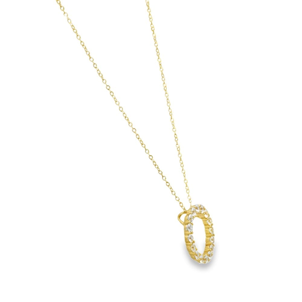 Ladies 9ct Yellow Gold Cubic Zirconia Slider Pendant & Chain
