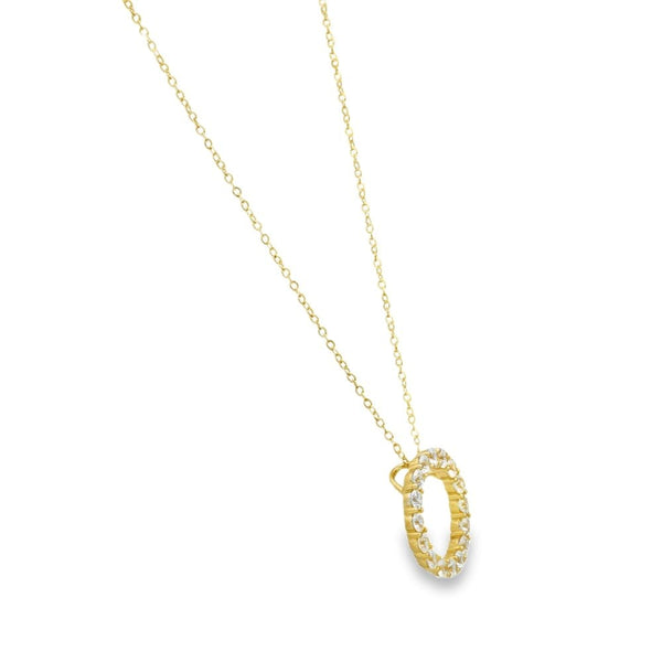 Ladies 9ct Yellow Gold Cubic Zirconia Slider Pendant & Chain