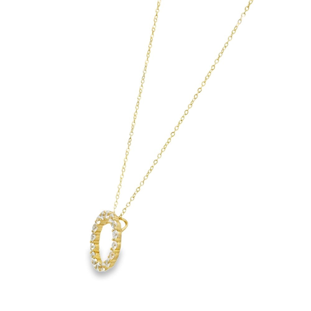 Ladies 9ct Yellow Gold Cubic Zirconia Slider Pendant & Chain