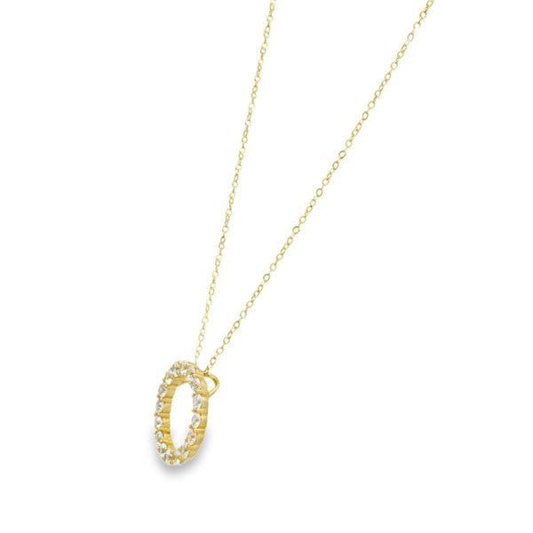 Ladies 9ct Yellow Gold Cubic Zirconia Slider Pendant & Chain