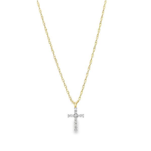 9ct Yellow Gold Cubic Zirconia Cross Pendant & Fancy Necklace