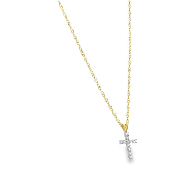 9ct Yellow Gold Cubic Zirconia Cross Pendant & Fancy Necklace