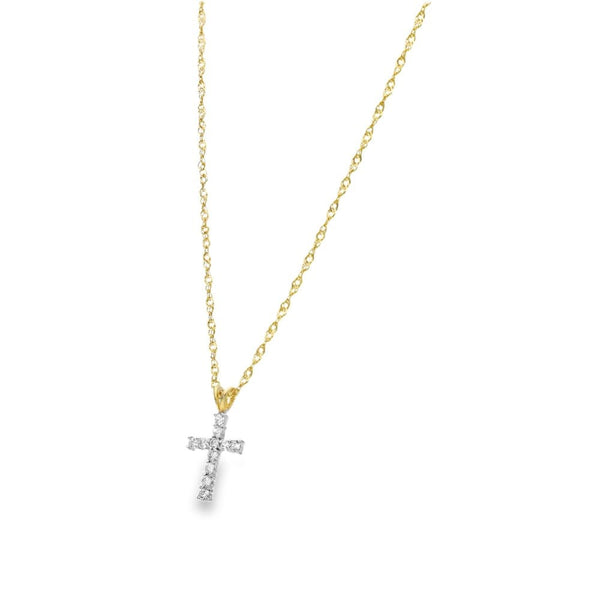 9ct Yellow Gold Cubic Zirconia Cross Pendant & Fancy Necklace