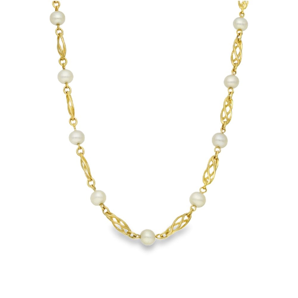 9ct Yellow Gold 24" Pearl Necklace - 12.5g